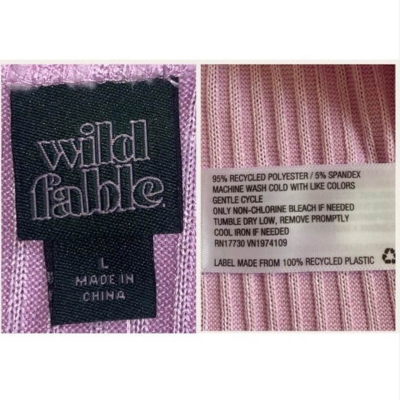 New 2-pc Bundle WILD FABLE Tops Pink Lavender Shirts Waffle Ribbed Women’s L NWT - Picture 8 of 16